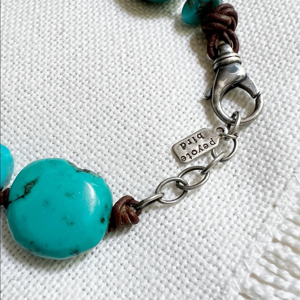 PEYOTE BIRD Turquoise Bohemian Chunky Bead & Sterling Silver Bracelet .925 - Picture 4 of 5